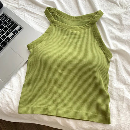 Women's Small Strap Vest Outdoor Wear Summer Beautiful Ba Sports Yoga Hanging Ne Top with Chest Pad Matching Underwear