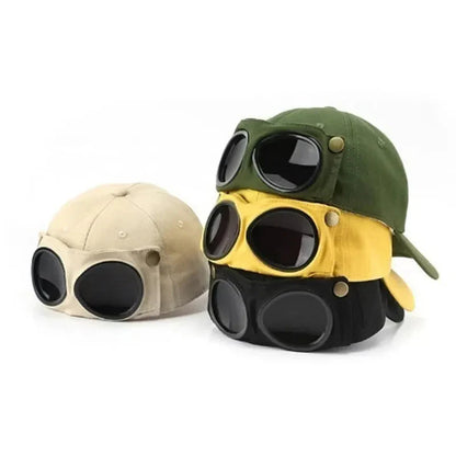 Aviator Baseball Cap – Unisex Summer Hat with Built-In Sunglasses