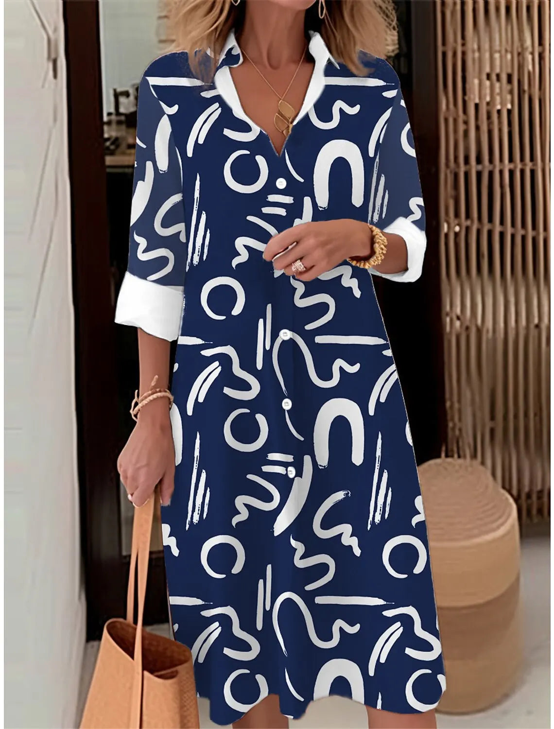 Autumn Elegant Long Sleeve Plaid Shirt Dress Flip Lapel Single Breasted Patchwork Dress Women's Comfortable Commuter Casual Robe