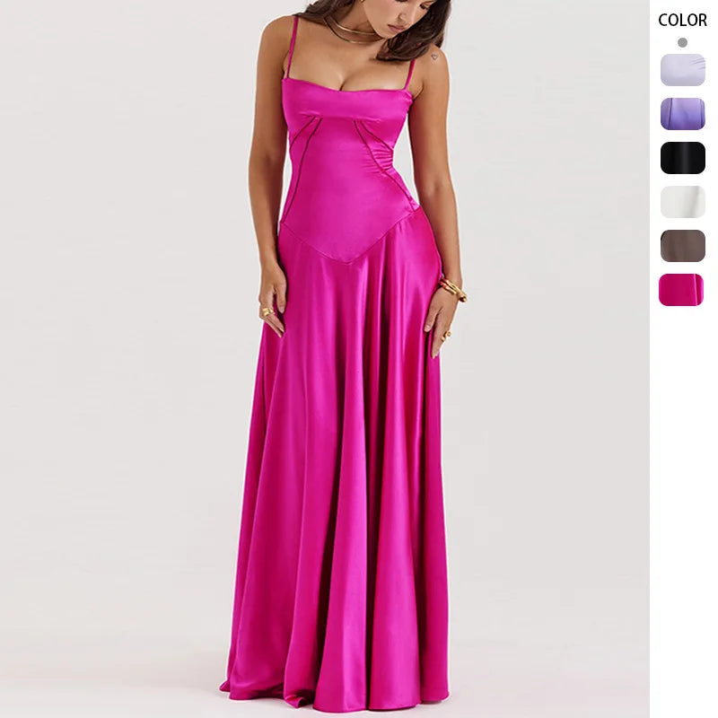 Women's new sexy slip dress slim backless dress long evening dress for women
