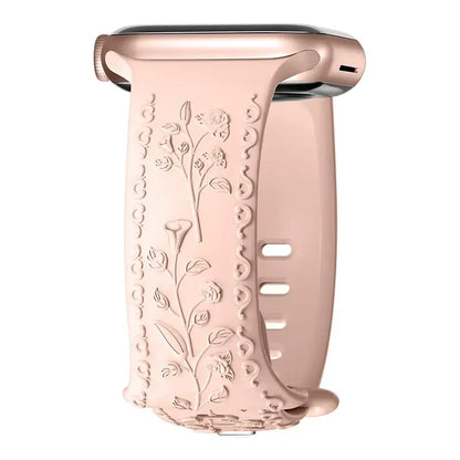 Apple Watch Silicone Band - Floral Engraved - Stylish Design