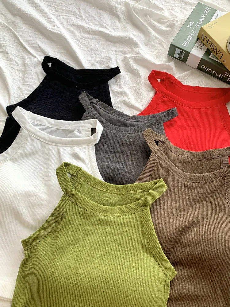 Women's Small Strap Vest Outdoor Wear Summer Beautiful Ba Sports Yoga Hanging Ne Top with Chest Pad Matching Underwear