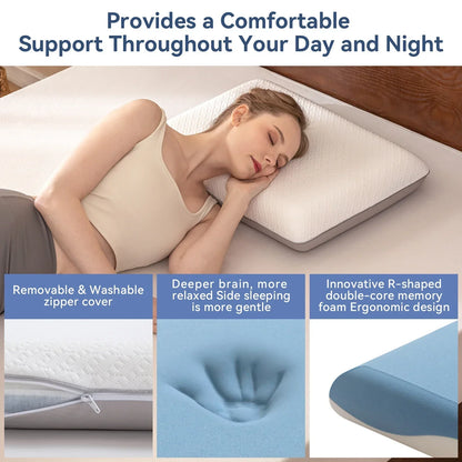 Dual-Sided Memory Foam Ergonomic Pillow for Neck Support
