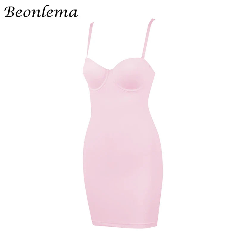 Short Bodycon Dress Backless Skinny Straps Solid Casual  Sleeveless Summer High Waist Club Slim Mini Dresses Ladies Basic