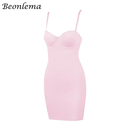 Short Bodycon Dress Backless Skinny Straps Solid Casual  Sleeveless Summer High Waist Club Slim Mini Dresses Ladies Basic