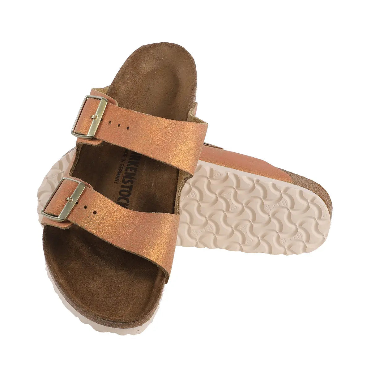 Birkenstock Arizona Suede Leather Sandals Washed Metallic Sea Copper 37 Regular/Wide