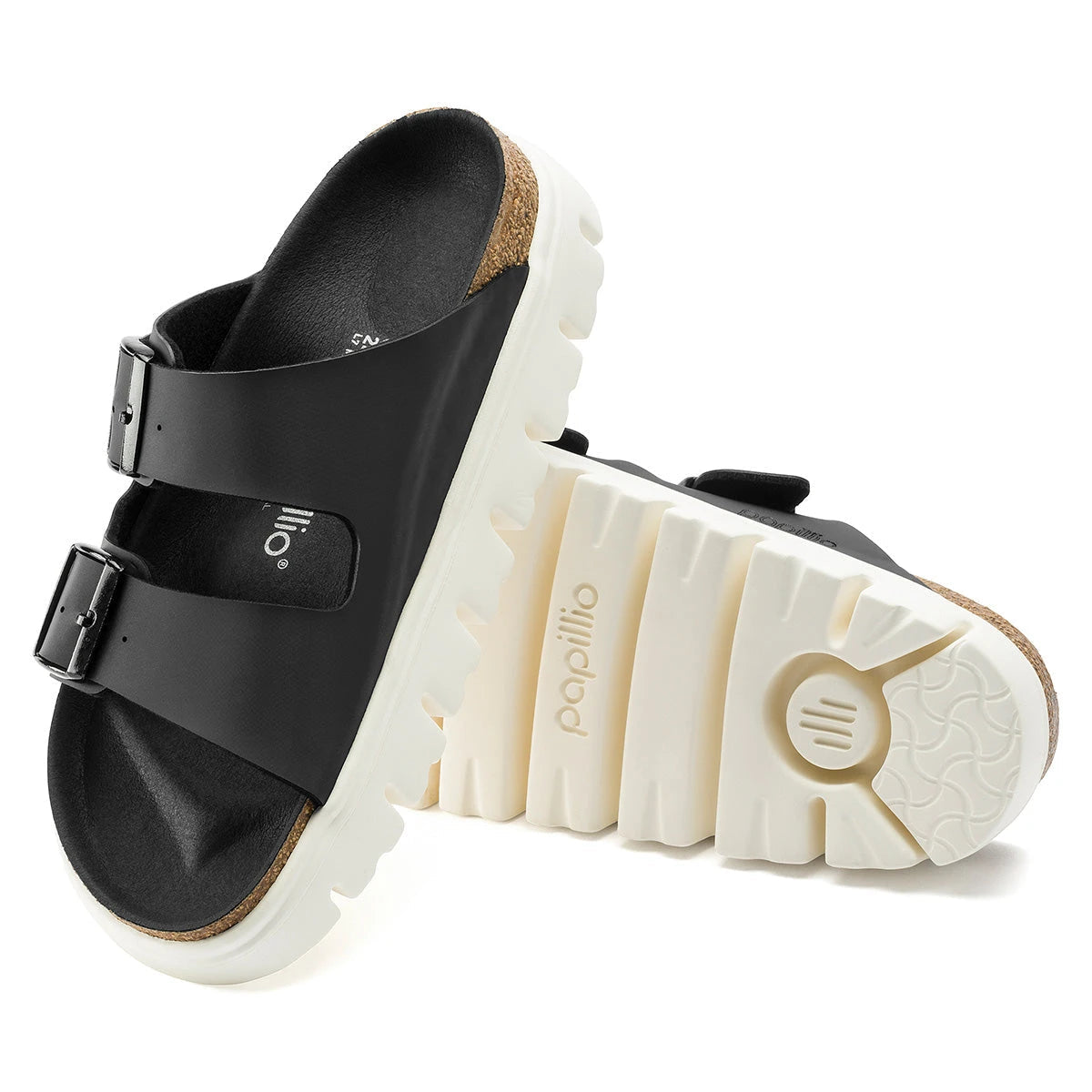 Birkenstock Women's Arizona Platform Birko-Flor Chunky Damasko Black Sandals