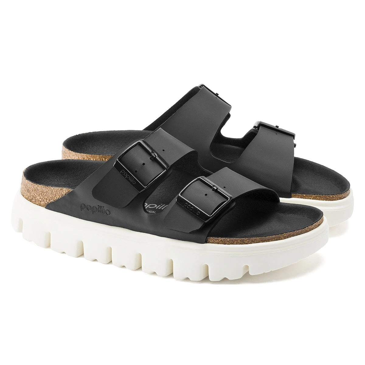 Birkenstock Women's Arizona Platform Birko-Flor Chunky Damasko Black Sandals