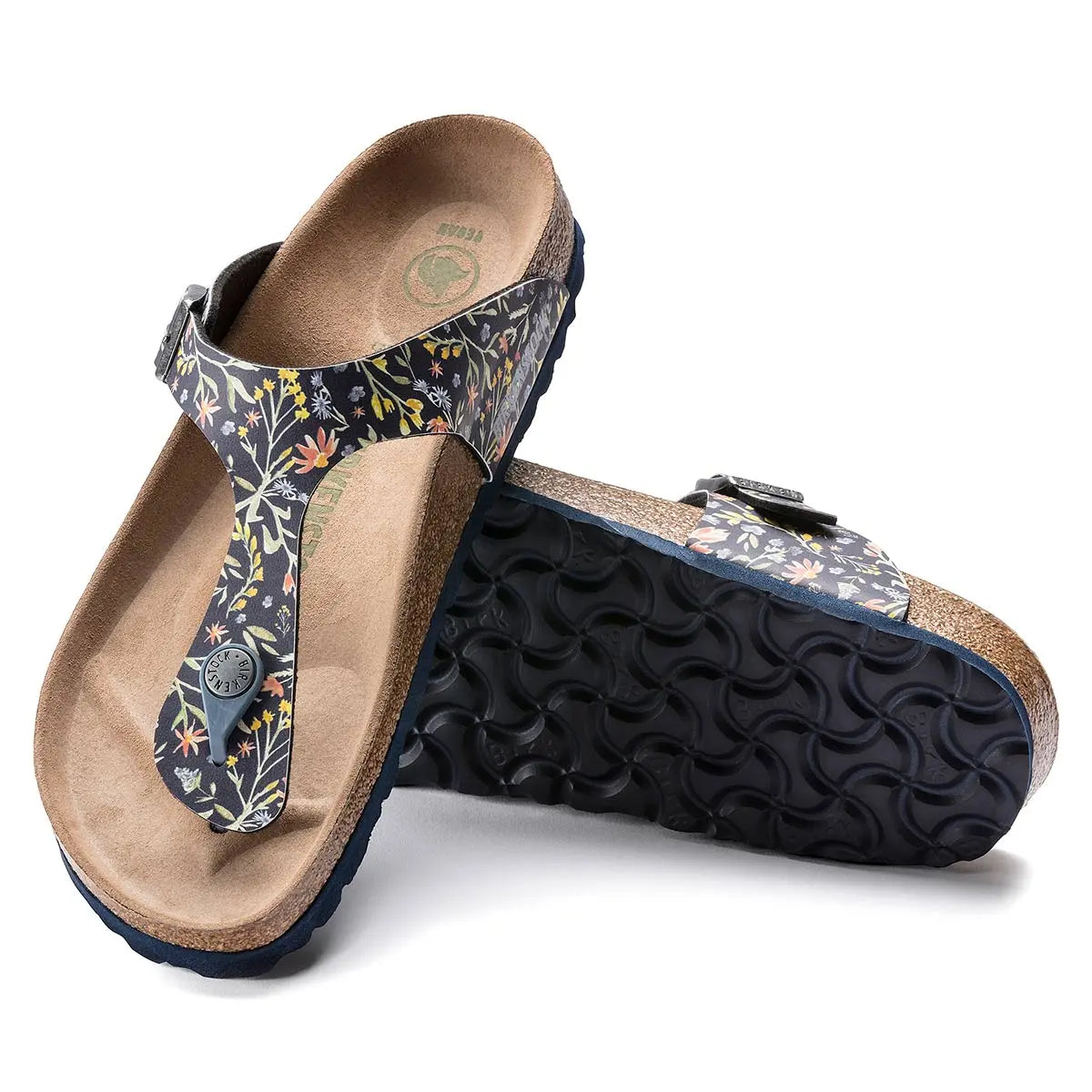 Birkenstock Gizeh Birko-Flor Vegan Watercolor Flower Navy Sandals