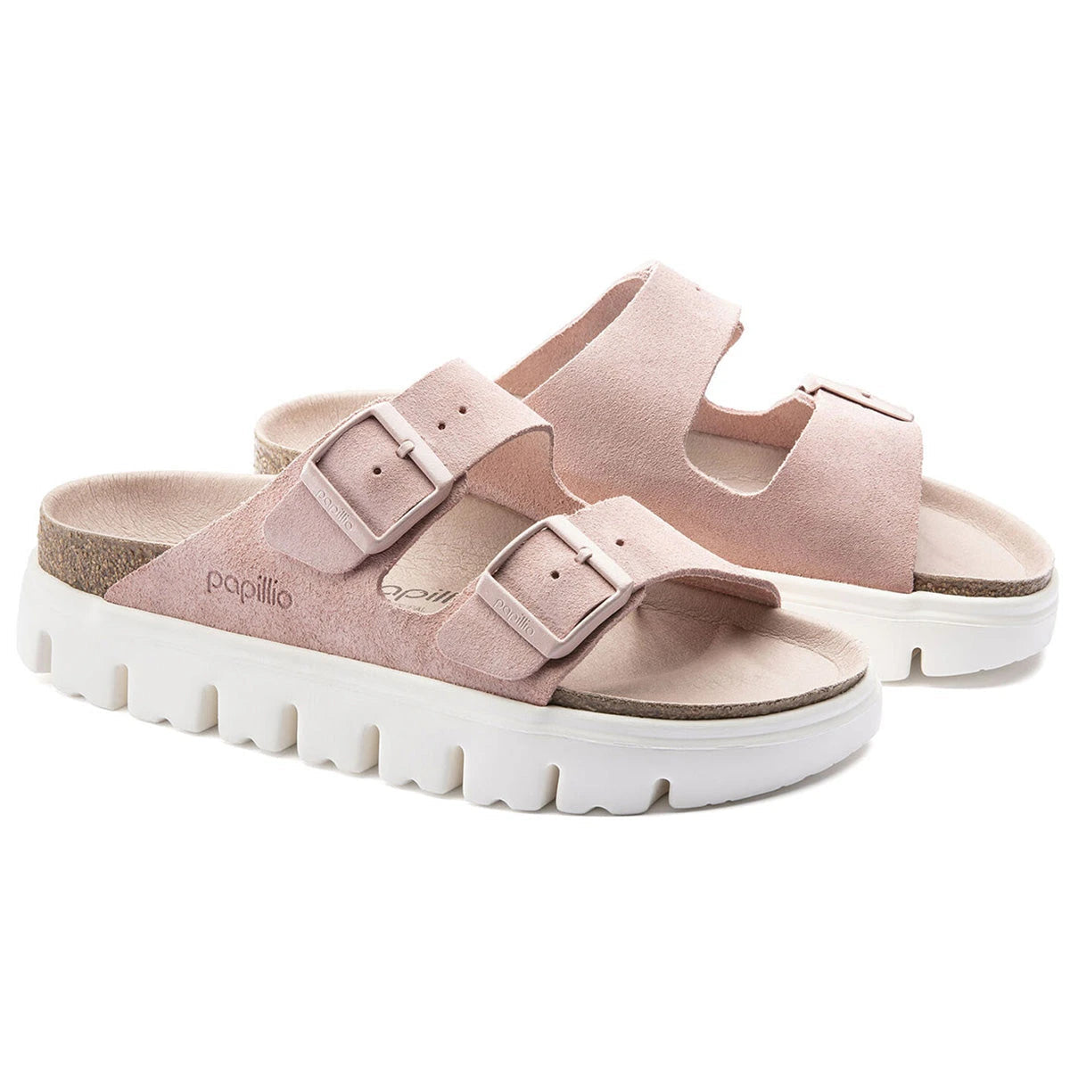 Birkenstock Women's Arizona Platform Suede Leather Soft Pink Sandals