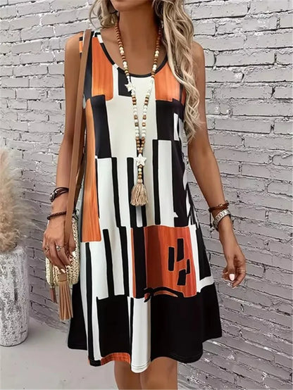 Fashion Plaid Graphic Women Mini Dresses Summer Sleeveless 3D Printed High Street Ladies A-Line Dress 3XL Big Size Casual Dress 2026