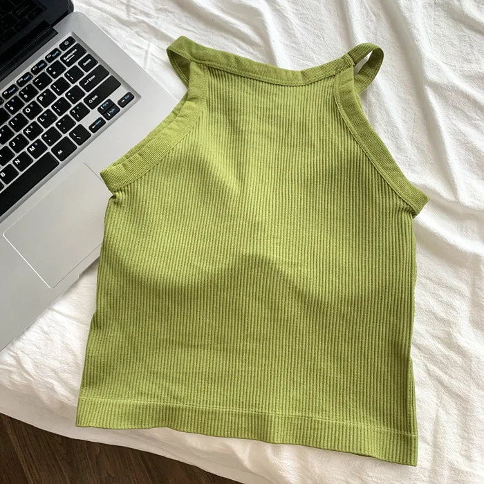 Women's Small Strap Vest Outdoor Wear Summer Beautiful Ba Sports Yoga Hanging Ne Top with Chest Pad Matching Underwear