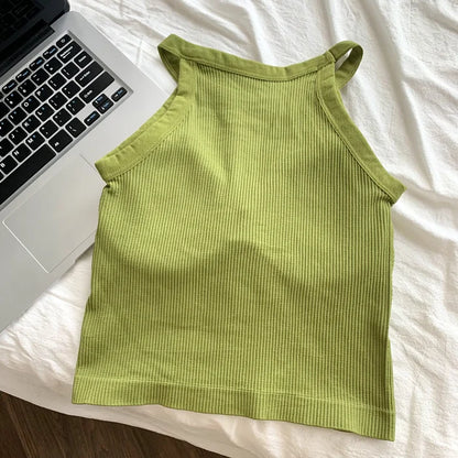 Women's Small Strap Vest Outdoor Wear Summer Beautiful Ba Sports Yoga Hanging Ne Top with Chest Pad Matching Underwear
