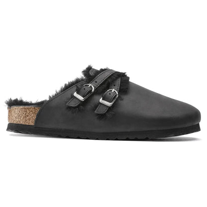Birkenstock Blair Shearling Natural Leather Black Clogs