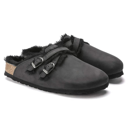 Birkenstock Women's Blair Shearling Oiled Leather/Shearling Sandals