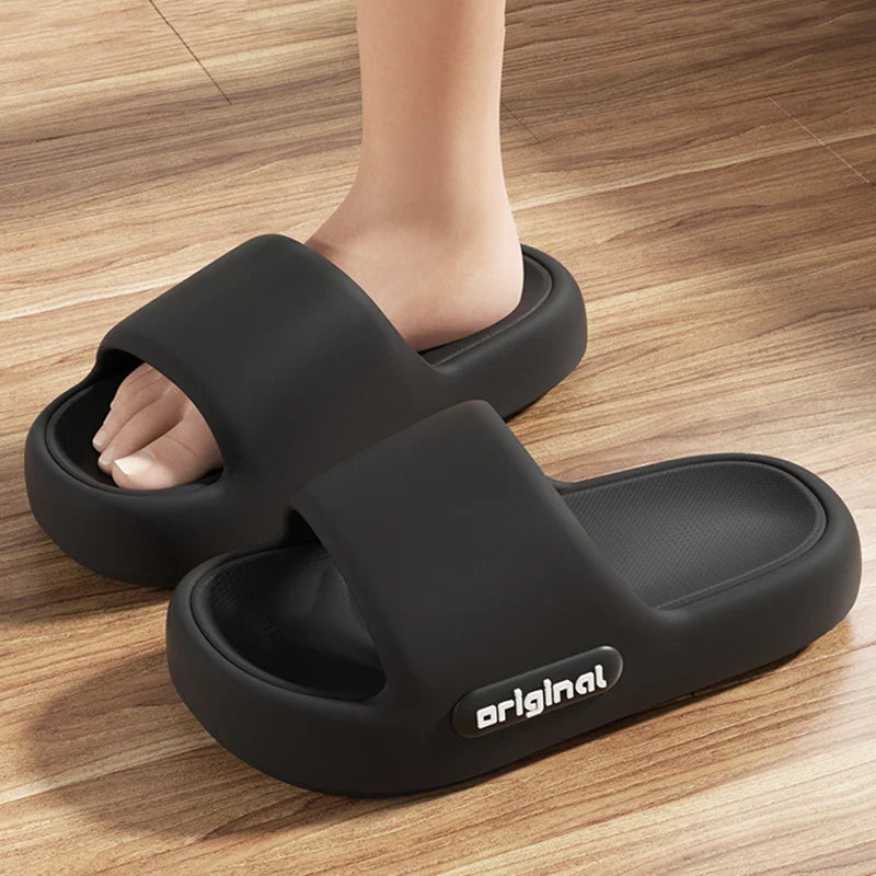 Thick Bottom Cloud Slippers Women Fashion Letter Print Platform Sandals Woman 2026 Comfortable Soft Sole Beach Pillow Slides