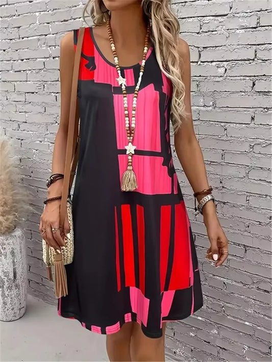 Fashion Plaid Graphic Women Mini Dresses Summer Sleeveless 3D Printed High Street Ladies A-Line Dress 3XL Big Size Casual Dress 2026