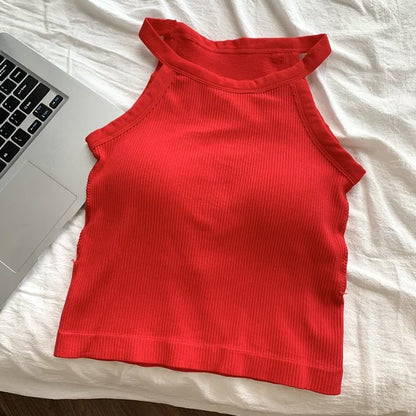 Women's Small Strap Vest Outdoor Wear Summer Beautiful Ba Sports Yoga Hanging Ne Top with Chest Pad Matching Underwear