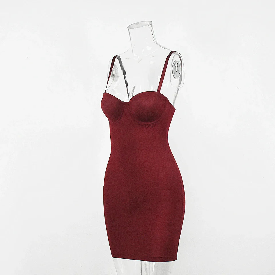 Short Bodycon Dress Backless Skinny Straps Solid Casual  Sleeveless Summer High Waist Club Slim Mini Dresses Ladies Basic