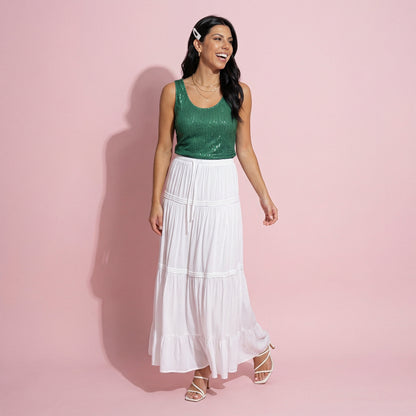 Sequin Scoop Neck Sleeveless Tank Top
