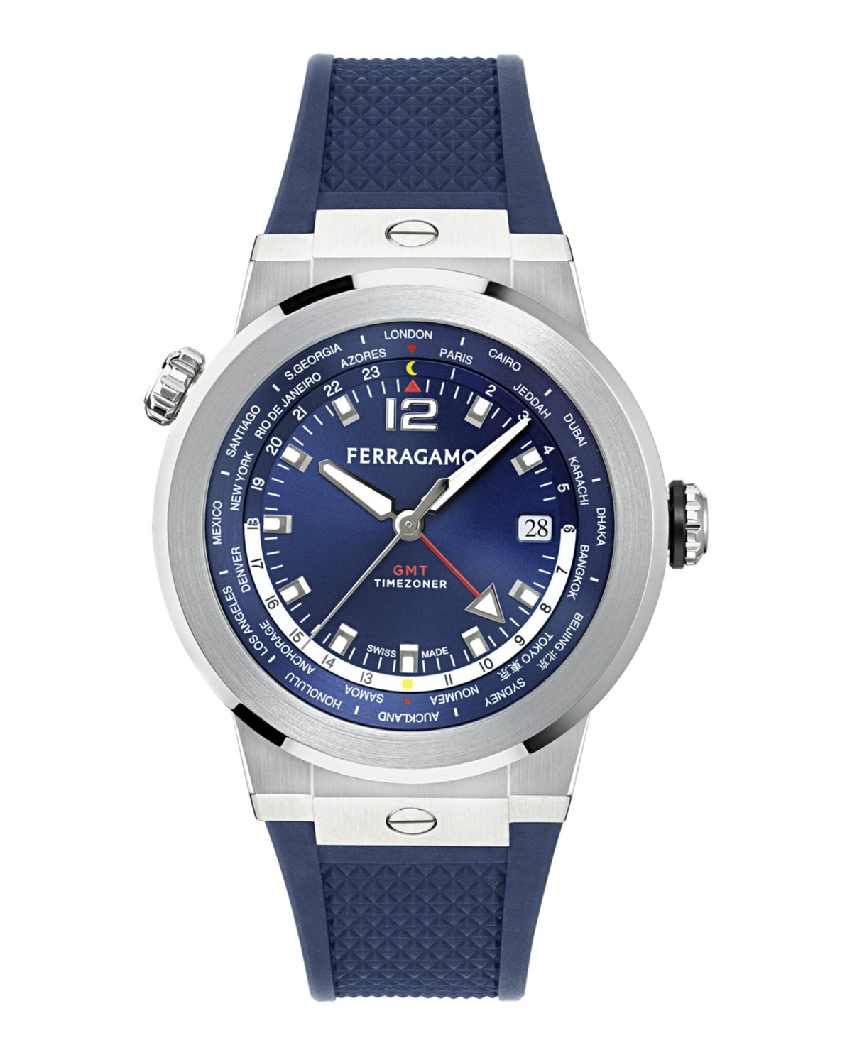 Ferragamo F-80 GMT Worldtime Silicone Watch