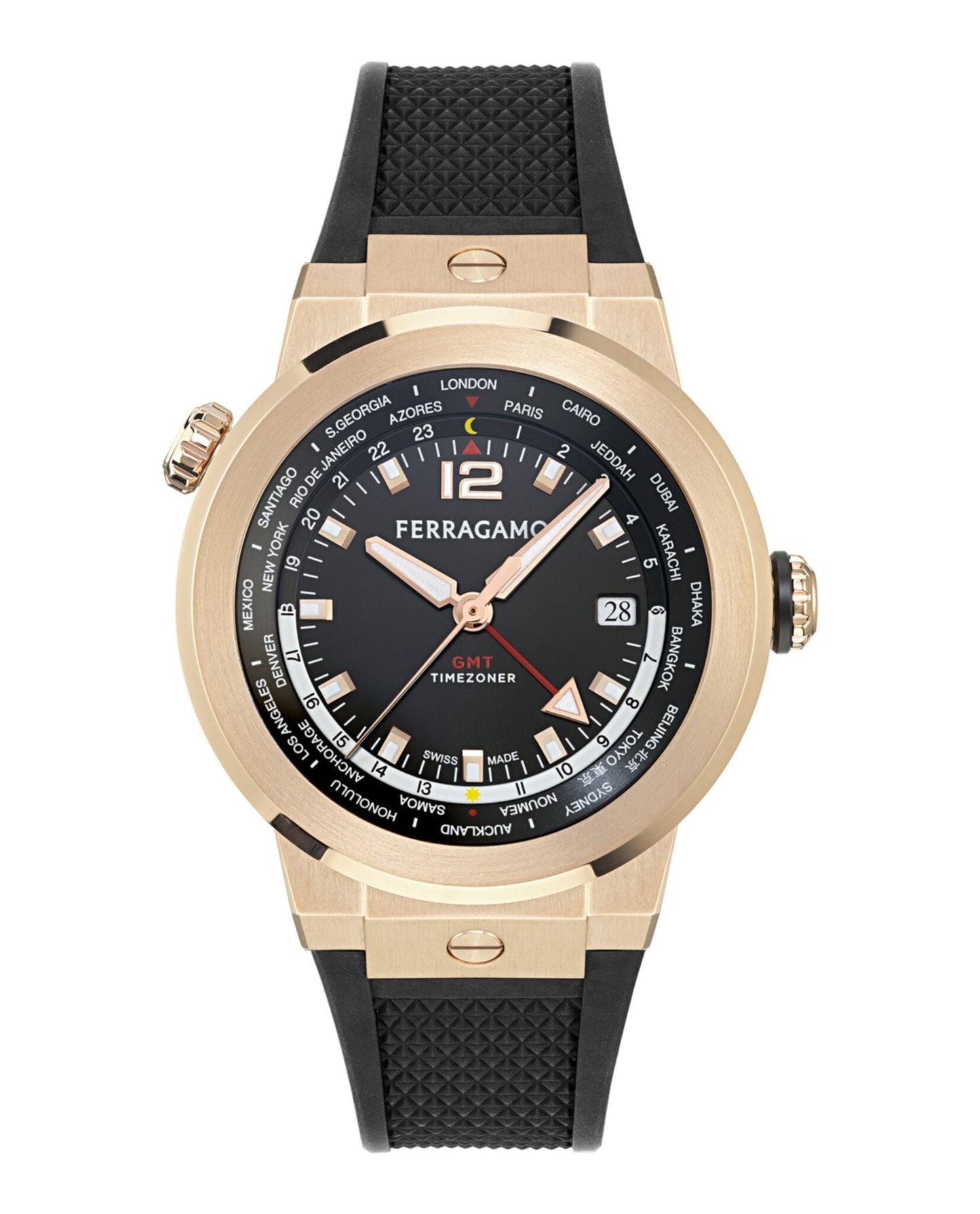 Ferragamo F-80 GMT Worldtime Silicone Watch