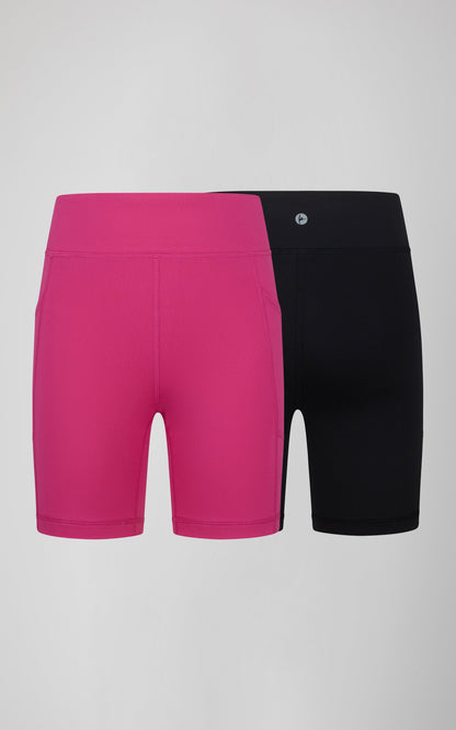 90 Degree by Reflex Girls 2 PK Interlock Side Pocket + Basic Bike Short