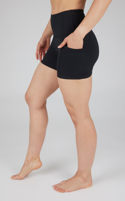 90 Degree by Reflex Lux Polygiene Tribeca High Waist 3 1/2" Short with Side Pockets