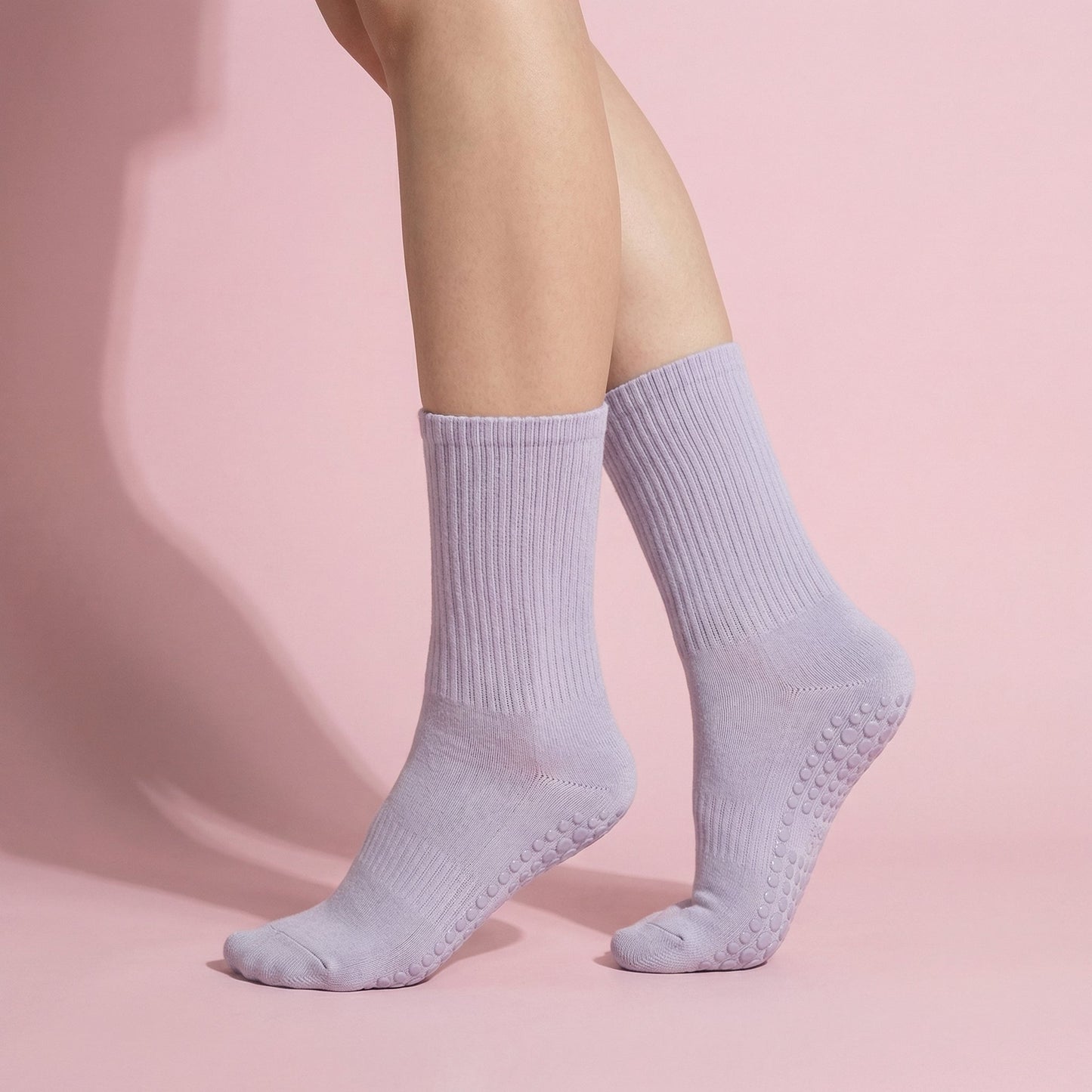 Anna-Kaci Multicolored 4-Pack Women's Anti-Slip Yoga Socks with Grips Comfortable Ribbed Design for Exercise and Indoor Use