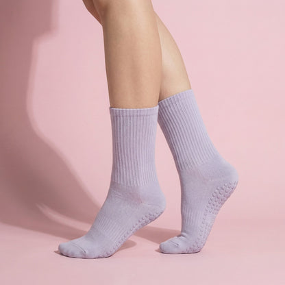 Anna-Kaci Multicolored 4-Pack Women's Anti-Slip Yoga Socks with Grips Comfortable Ribbed Design for Exercise and Indoor Use