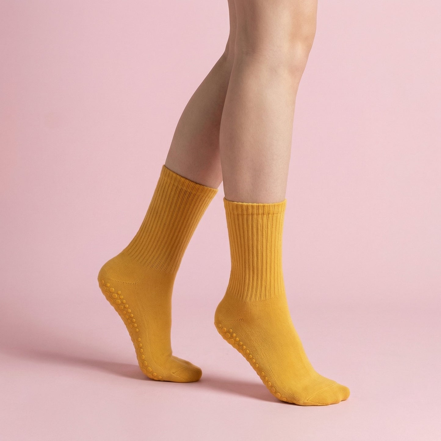 Anna-Kaci Multicolored 4-Pack Women's Anti-Slip Yoga Socks with Grips Comfortable Ribbed Design for Exercise and Indoor Use