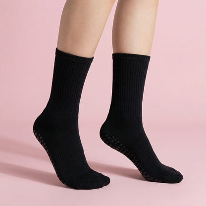 Anna-Kaci Multicolored 4-Pack Women's Anti-Slip Yoga Socks with Grips Comfortable Ribbed Design for Exercise and Indoor Use