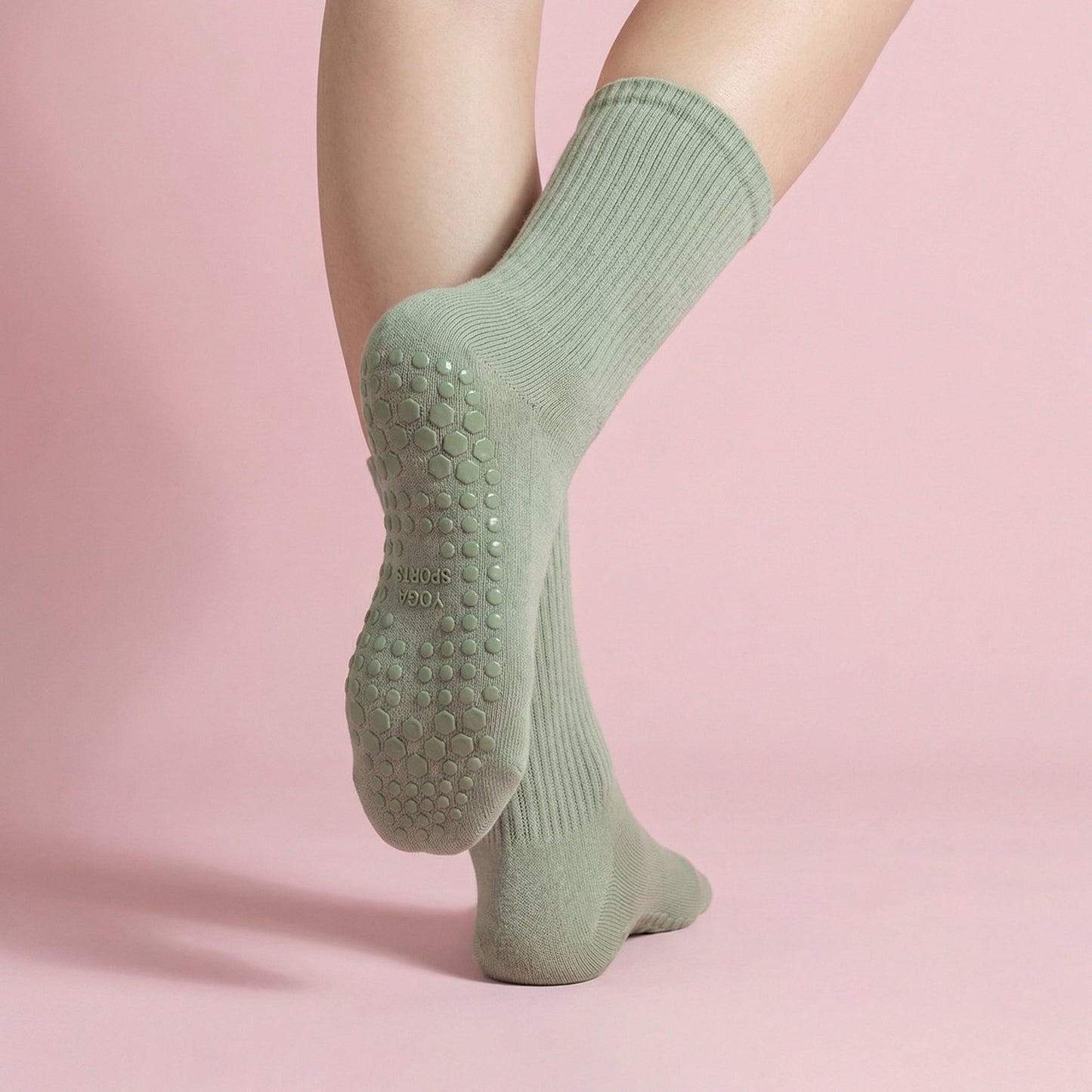 Anna-Kaci Multicolored 4-Pack Women's Anti-Slip Yoga Socks with Grips Comfortable Ribbed Design for Exercise and Indoor Use