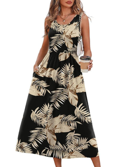 Women's Sleeveless Maxi Dress with Pockets