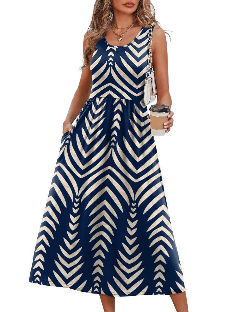 Women's Sleeveless Maxi Dress with Pockets