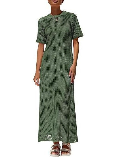Women's Crochet Eyelet Cover-Up Maxi Dress
