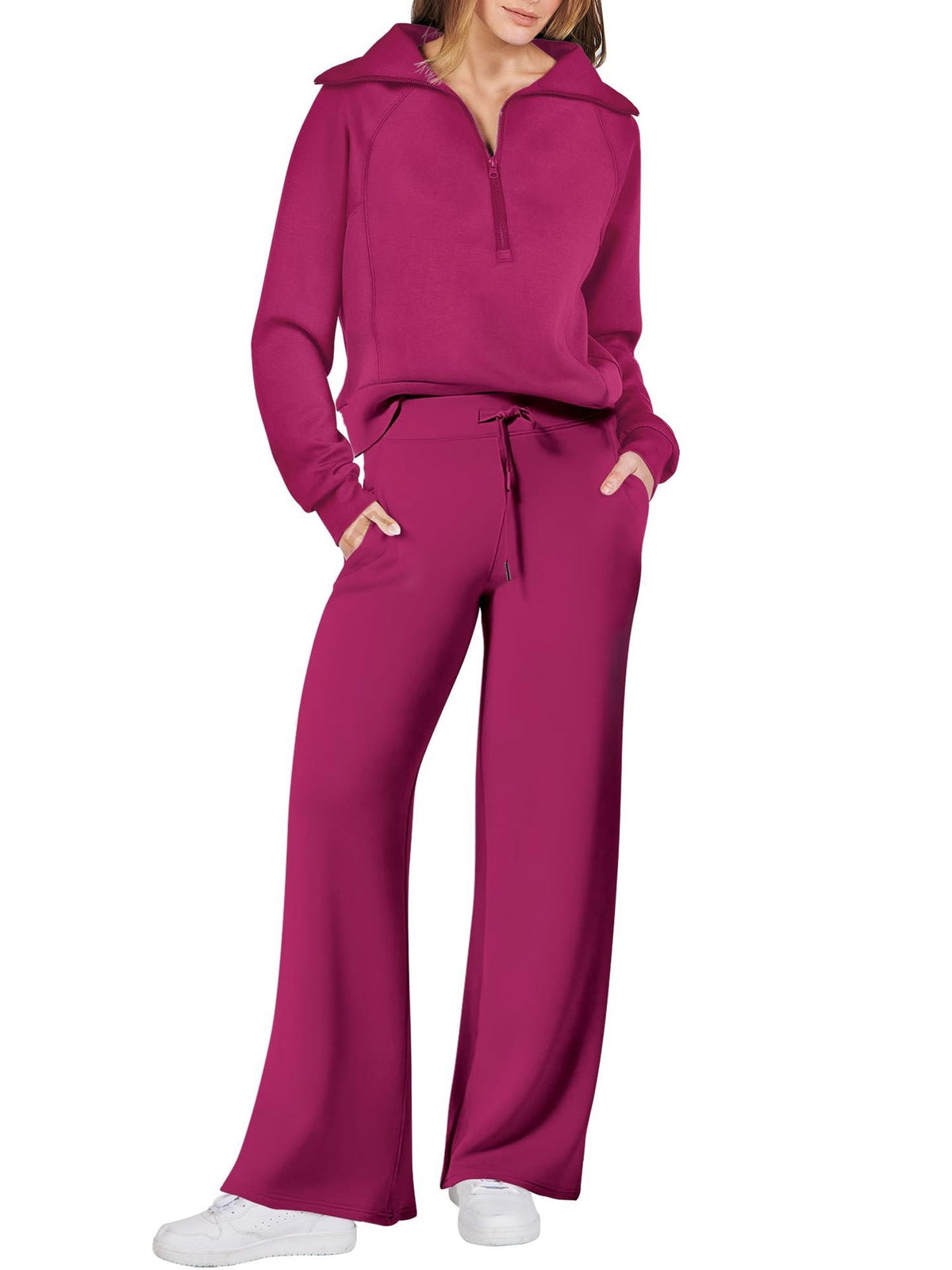 Women's Navy Collar Half Zip Suit (Buy 2 Free Shipping)
