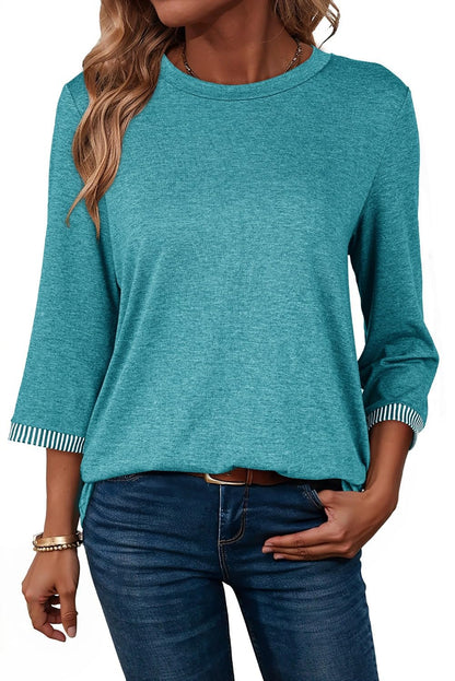 2026 New Women's 3/4 Length Sleeve T Shirts Casual Crew Neck Basic Blouses