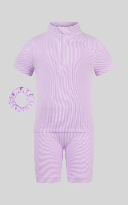 90 Degree by Reflex 4-6X Rib Seamless Top & Short & Scrunchie Set