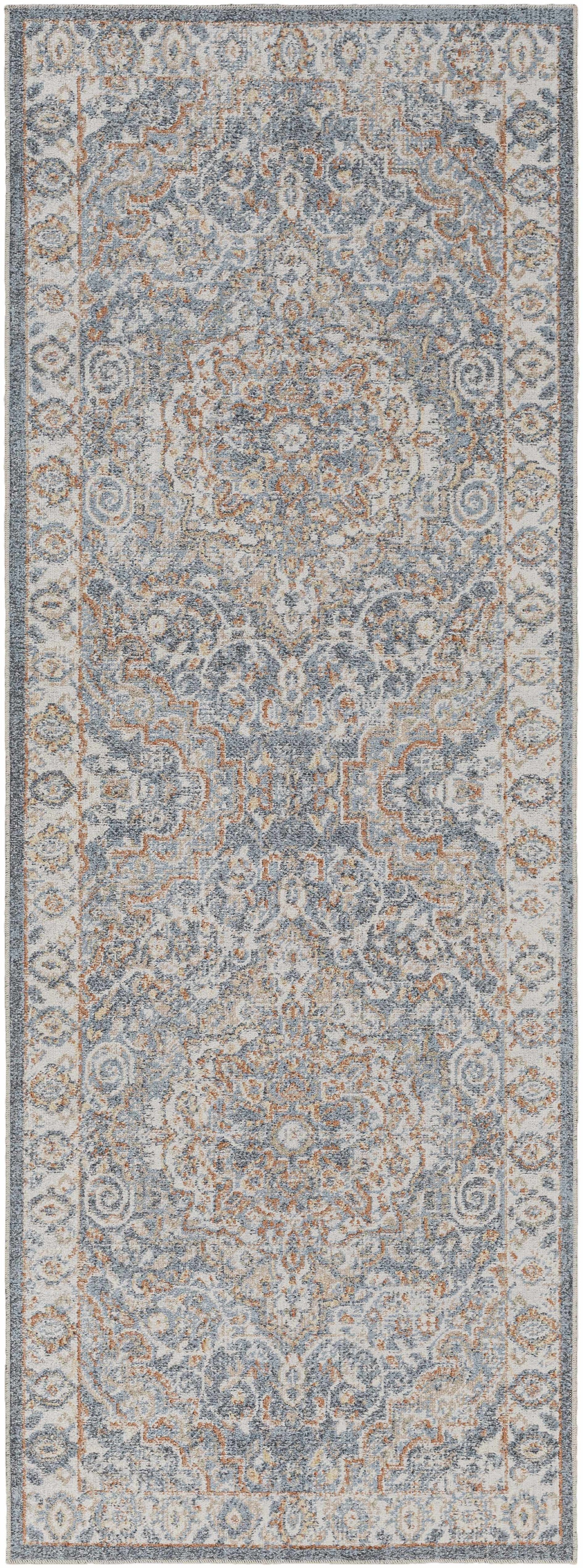 Aurum Blue & Beige Washable Area Rug - Clearance