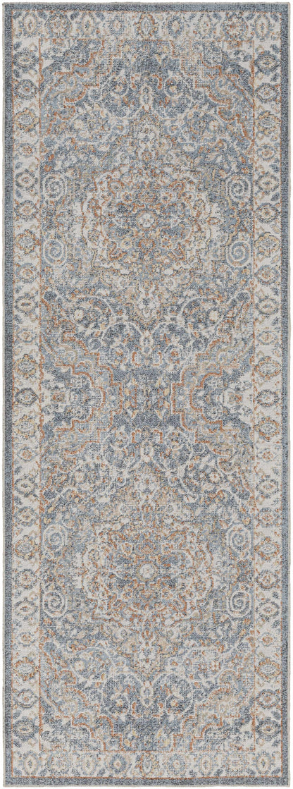 Aurum Blue & Beige Washable Area Rug - Clearance
