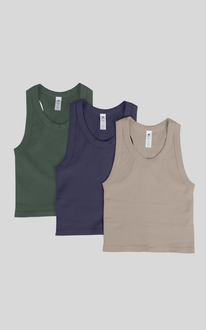90 Degree by Reflex 3 PK Ribbed Racerback Tank