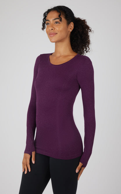 90 Degree by Reflex Lurex Seamless Long Sleeve Performance Shirt