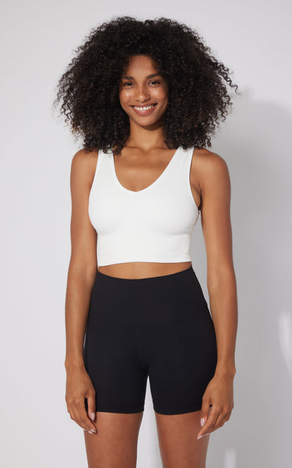 90 Degree by Reflex 2 PK Ribbed Seamless V-Neck Cropped Tank Top