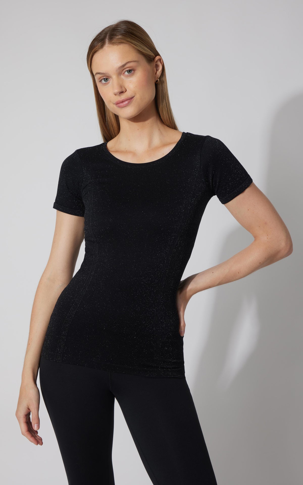 90 Degree by Reflex Lurex Seamless Short Sleeve Active Shirt