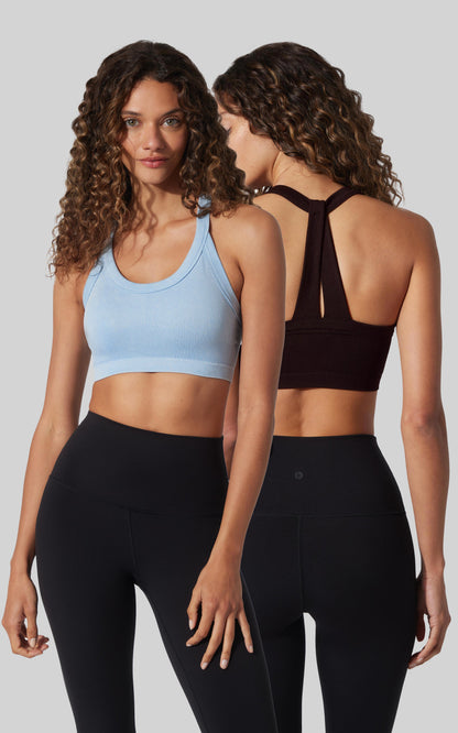 90 Degree by Reflex 2 PK Stone Washed Seamless Marvella Bra Tank