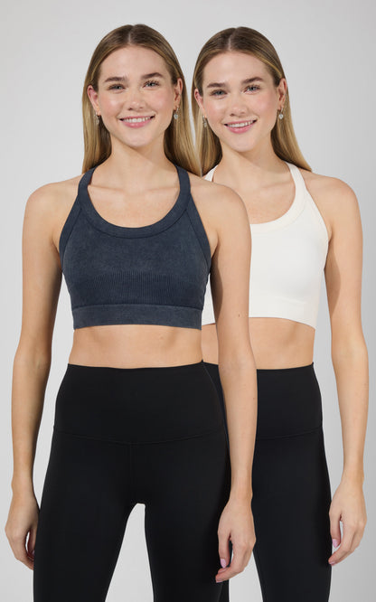 90 Degree by Reflex 2 PK Stone Washed Seamless Marvella Bra Tank