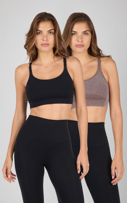 90 Degree by Reflex 2PK Stone Wash Seamless Ribbed Maelis Bra