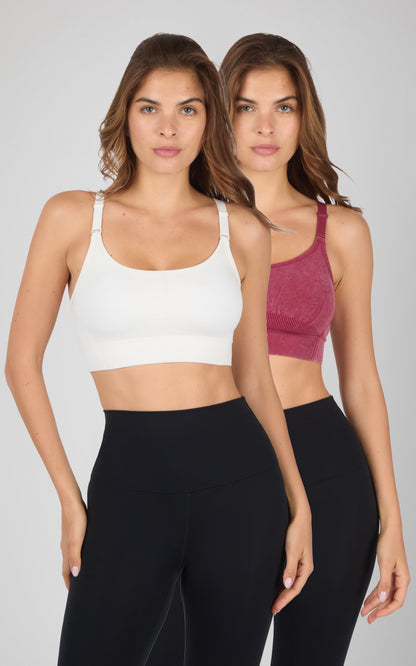 90 Degree by Reflex 2PK Stone Wash Seamless Ribbed Maelis Bra