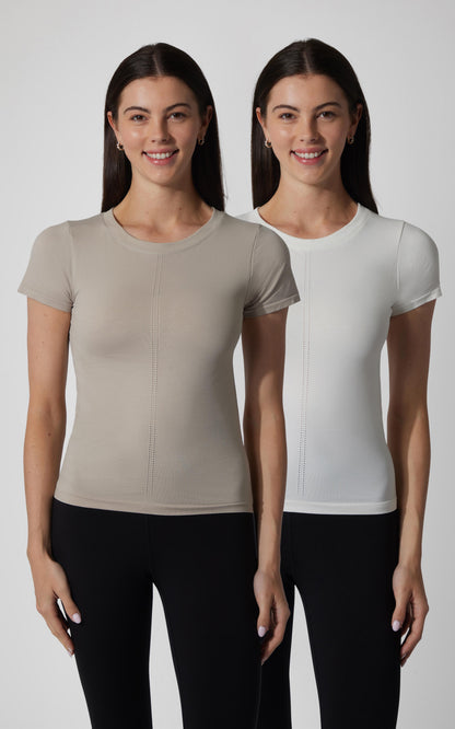 90 Degree by Reflex 2 PK Seamless Bridgett Short Sleeve Full Length Tee